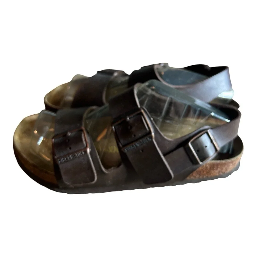 Birkenstock Milano Brown Leather Sandals Size 38 EU 7-7.5 US Made Germany